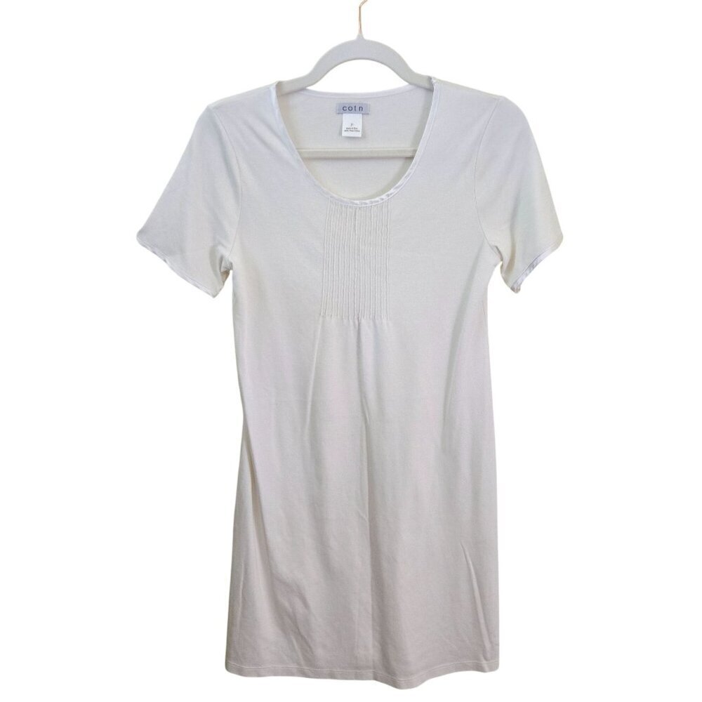Cotn White Scoop Neck Pima Cotton Night Shirt Size P